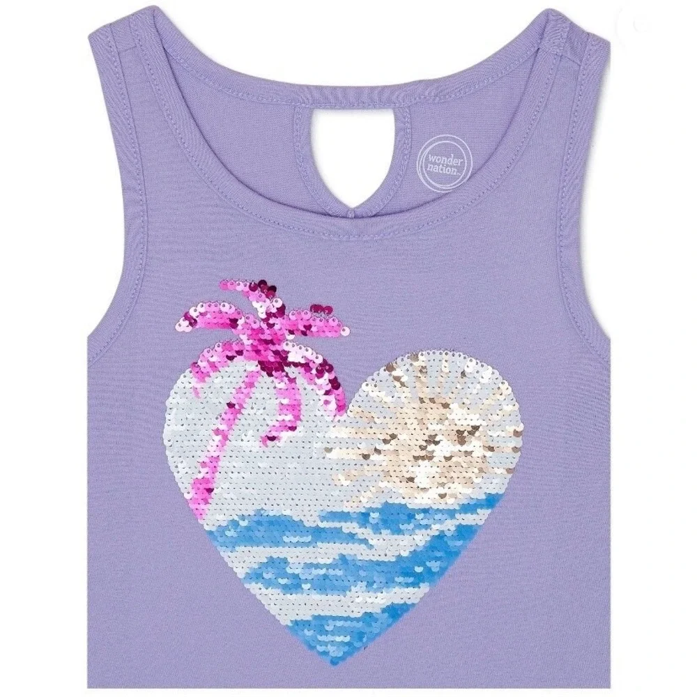 Wonder Nation Girls Embellished Tank Top Large Plus 10-12 New with Tags Lilac